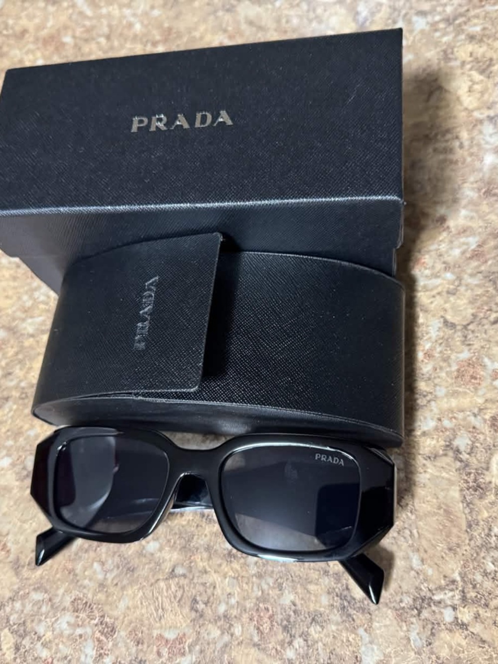 Prada Black Rectangular Women’s Sunglasses with Branded Case
